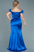 Long Sax Blue Satin Plus Size Evening Dress ABU2609