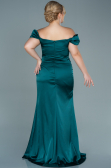 Long Emerald Green Satin Plus Size Evening Dress ABU2609