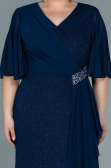 Long Navy Blue Plus Size Evening Dress ABU2651