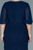 Long Navy Blue Plus Size Evening Dress ABU2651