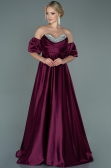 Long Cherry Colored Satin Evening Dress ABU2614