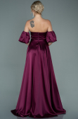Long Cherry Colored Satin Evening Dress ABU2614