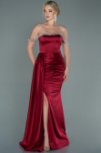 Long Burgundy Satin Evening Dress ABU2618