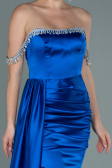 Long Sax Blue Satin Evening Dress ABU2618