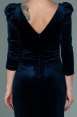 Long Navy Blue Velvet Evening Dress ABU2653