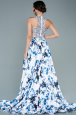 Front Short Back Long Blue Flowers Engagement Dress ABO005