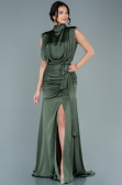 Olive Drab Long Satin Evening Dress ABU2133