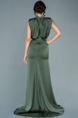 Olive Drab Long Satin Evening Dress ABU2133