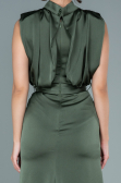 Olive Drab Long Satin Evening Dress ABU2133