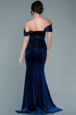 Long Navy Blue Velvet Evening Dress ABU2672