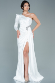 Long White Satin Evening Dress ABU2676