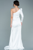 Long White Satin Evening Dress ABU2676