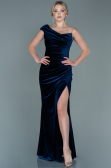Long Navy Blue Velvet Evening Dress ABU2687