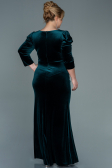 Long Emerald Green Velvet Plus Size Evening Dress ABU2697