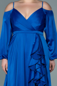 Sax Blue Long Satin Plus Size Evening Dress ABU2358