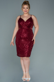 Short Burgundy Plus Size Evening Dress ABK1539
