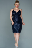 Short Navy Blue Plus Size Evening Dress ABK1539