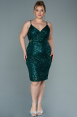 Short Emerald Green Plus Size Evening Dress ABK1539