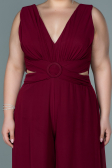 Burgundy Chiffon Plus Size Evening Dress ABT082