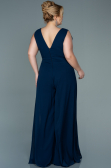 Navy Blue Chiffon Plus Size Evening Dress ABT082