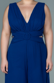 Sax Blue Chiffon Plus Size Evening Dress ABT082