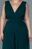 Emerald Green Chiffon Plus Size Evening Dress ABT082