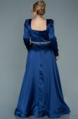 Long Navy Blue Satin Plus Size Evening Dress ABU2684
