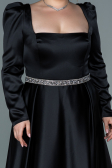 Long Black Satin Plus Size Evening Dress ABU2684