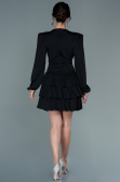 Short Black Satin Invitation Dress ABK1561