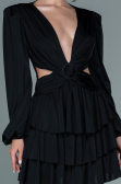 Short Black Satin Invitation Dress ABK1561