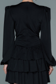 Short Black Satin Invitation Dress ABK1561