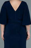 Dark Navy Blue Long Satin Plus Size Evening Dress ABU2646