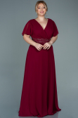 Long Burgundy Chiffon Plus Size Evening Dress ABU2755