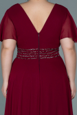 Long Burgundy Chiffon Plus Size Evening Dress ABU2755