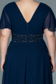Long Navy Blue Chiffon Plus Size Evening Dress ABU2755