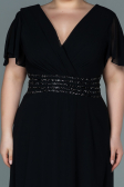 Long Black Chiffon Plus Size Evening Dress ABU2755