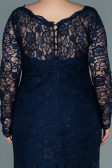 Navy Blue Long Laced Oversized Evening Dress ABU1574