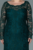 Emerald Green Long Laced Oversized Evening Dress ABU1574