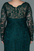 Emerald Green Long Laced Oversized Evening Dress ABU1574
