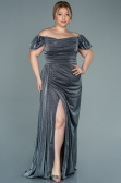 Long Anthracite Plus Size Evening Dress ABU2658