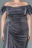 Long Anthracite Plus Size Evening Dress ABU2658