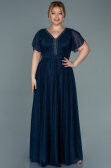 Navy Blue Long Plus Size Evening Dress ABU2310