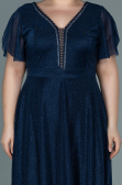 Navy Blue Long Plus Size Evening Dress ABU2310