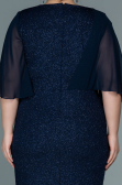 Midi Navy Blue Plus Size Evening Dress ABK1567
