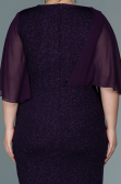 Midi Purple Plus Size Evening Dress ABK1567