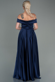Long Navy Blue Satin Evening Dress ABU2750