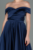 Long Navy Blue Satin Evening Dress ABU2750