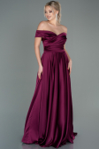 Long Cherry Colored Satin Evening Dress ABU2750