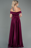Long Cherry Colored Satin Evening Dress ABU2750
