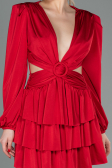 Short Red Satin Invitation Dress ABK1561